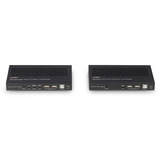 Lindy 100m Cat.6A KVM Extender HDBaseT 3.0, KVM-Switch schwarz, HDMI 4K60, Audio, IR & RS-232