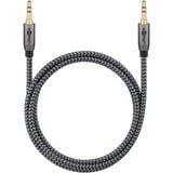 goobay Plus Audio Verbindungskabel AUX 3,5mm stereo schwarz/silber, 5 Meter