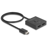DeLOCK HDMI Switch 2 > 1 bidirektional 8K schwarz, 50cm Kabel