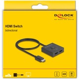 DeLOCK HDMI Switch 2 > 1 bidirektional 8K schwarz, 50cm Kabel