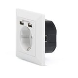Digitus Sicherheits-Steckdose Unterputz, mit 2x USB-A weiß