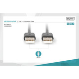Digitus USB 2.0 Anschlusskabel USB-A (Stecker) > USB-A (Stecker) schwarz, 1,8 Meter
