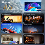Hisense 50A6S, LED-Fernseher 126 cm (50 Zoll), schwarz/dunkelgrau, UltraHD/4K, Triple Tuner