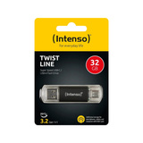 Intenso Twist Line 32 GB, USB-Stick anthrazit/transparent, USB-A 3.2 Gen 1, USB-C 3.2 Gen 1