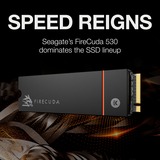 Seagate FireCuda 530 2 TB mit Kühlkörper, SSD schwarz, PCIe 4.0 x4, NVMe 1.4, M.2 2280