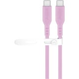 goobay USB 2.0 Silikonkabel pink, USB-C Stecker > USB-C Stecker pink, 1,5 Meter, PD 60 Watt