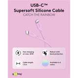 goobay USB 2.0 Silikonkabel pink, USB-C Stecker > USB-C Stecker pink, 1,5 Meter, PD 60 Watt