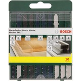 Bosch Stichsägeblattbox Holz/Metall/Kunststoff, 10-teilig, Sägeblatt-Satz T-Schaft