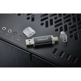 Intenso Twist Line 256 GB, USB-Stick anthrazit/transparent, USB-A 3.2 Gen 1, USB-C 3.2 Gen 1