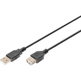 Digitus USB 2.0 Verlängerungskabel, USB-A Stecker > USB-A Buchse schwarz, 3 Meter