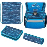 Herlitz Loop Plus Oceanside, Schulranzen blau/dunkelblau, inkl. 16 tlg. Schüleretui, Faulenzermäppchen, Sportbeutel