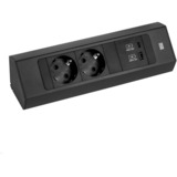 CASIA 2 Steckdosenleiste 2-fach + USB-Charger, kurz, Wand- oder Eckmontage