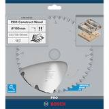 Bosch PRO Construct Wood Kreissägeblatt, Ø 190mm, 12Z Bohrung 30mm, für Handkreissägen