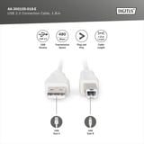 Digitus USB 2.0 Anschlusskabel USB-A (Stecker) > USB-B (Stecker) beige, 1 Meter
