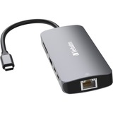 Verbatim USB-C Pro Multiport-Hub CMH-09, 9 Port , Dockingstation grau, HDMI, RJ-45, 3x USB-A, 2x USB-C, PD, SD, microSD