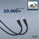 Digitus USB4 Gen 2x2 Silikon-Anschlusskabel USB-C > USB-C schwarz, 2 Meter, PD, Laden mit bis zu 240 Watt
