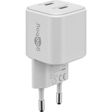 goobay USB-C Dual-Schnellladegerät Nano, PD, GaN, 35 Watt weiß, 2x USB-C, Power Delivery 3.0