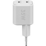 goobay USB-C Dual-Schnellladegerät Nano, PD, GaN, 35 Watt weiß, 2x USB-C, Power Delivery 3.0