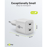 goobay USB-C Dual-Schnellladegerät Nano, PD, GaN, 35 Watt weiß, 2x USB-C, Power Delivery 3.0