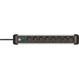 Brennenstuhl Premium-Alu-Line Steckdosenleiste 8-fach schwarz/aluminium, 3 Meter Kabel, mit Sicherheitsschalter
