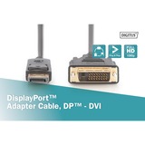 Digitus Adapterkabel DisplayPort > DVI-D, Interlock schwarz, 3 Meter, mit Schraubbefestigung