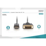 Digitus Adapterkabel DisplayPort > DVI-D, Interlock schwarz, 3 Meter, mit Schraubbefestigung