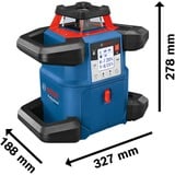 Bosch Akku-Rotationslaser GRL 600 CHV Professional, 18Volt, mit Halterung blau, Akku ProCORE18V 4,0Ah, Koffer, rote Laserlinie