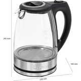 Clatronic Glas-Wasserkocher WKS 3744 G schwarz/silber, 2.200 Watt, 1,7 Liter