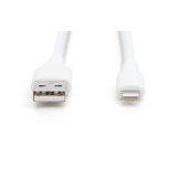 Digitus USB 2.0 Silikon-Kabel USB-A > Lightning, MFI zertifiziert weiß, 2 Meter, PD, Laden mit bis zu 12 Watt