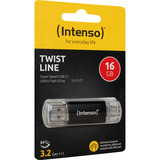 Intenso Twist Line 16 GB, USB-Stick anthrazit/transparent, USB-A 3.2 Gen 1, USB-C 3.2 Gen 1