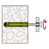 fischer Dübel SX Plus Green 10x50 S K grün, 5 Stück, mit Schraube