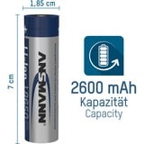 Ansmann Li-Ion Akku 2.600 mAh, mit Micro-USB Ladebuchse 18650, 1 Stück
