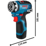 Bosch Akku-Bohrschrauber GSR 12V-35 FC Professional, 12Volt blau/schwarz, 2x Li-Ionen Akku 3,0Ah, mit FlexiClick Aufsätzen, L-BOXX