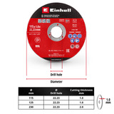 EINHELL Trennscheibe dünn, Ø 115 x 1,0mm, 5 Stück für Winkelschleifer