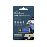 MediaRange USB Nano 8 GB, USB-Stick blau, USB-A 2.0, mit Büroklammer-Funktion
