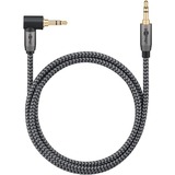 goobay Plus Audio Verbindungskabel AUX 3,5mm stereo, 90° schwarz/silber, 0,5 Meter, abgewinkelt