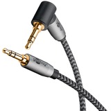 goobay Plus Audio Verbindungskabel AUX 3,5mm stereo, 90° schwarz/silber, 0,5 Meter, abgewinkelt