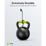goobay Plus Audio Verbindungskabel AUX 3,5mm stereo, 90° schwarz/silber, 0,5 Meter, abgewinkelt
