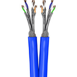 goobay Duplex-Netzwerkkabel Cat.7a S/FTP (PiMF) Dca blau, 50 Meter, doppelt geschirmt