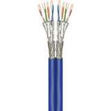 goobay Duplex-Netzwerkkabel Cat.7a S/FTP (PiMF) Dca blau, 50 Meter, doppelt geschirmt