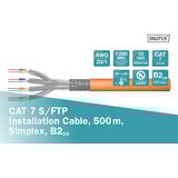 Digitus Professional Cat.7 S/FTP Verlegekabel simplex, B2ca orange, 500 Meter Trommel