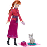 Mattel Disney Die Eiskönigin Anna-Modepuppe und Wolfsjunges-Figur mit 4 Pflegezubehörteilen