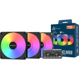 Montech GF120R V2 ARGB, Gehäuselüfter schwarz/weiß, 3er Pack, Reverse, 120 mm