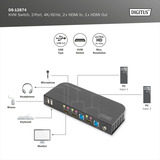 Digitus KVM Switch HDMI 2x1, KVM-Switch schwarz