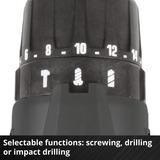 EINHELL Power X-Change Akku-Schlagbohrschrauber TE-CD 18/2 Li-i +64, 18Volt rot/schwarz, 2x Li-Ionen Akku 2,0Ah, Koffer + Bit-Bohrer-Set