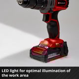 EINHELL Power X-Change Akku-Schlagbohrschrauber TE-CD 18/2 Li-i +64, 18Volt rot/schwarz, 2x Li-Ionen Akku 2,0Ah, Koffer + Bit-Bohrer-Set