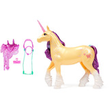 Spin Master Unicorn Academy - Einhorn Leaf, Spielfigur 28 cm groß, mit echter Mähne und Schweif, abnehmbarem Zaumzeug, Sattel und Bürste