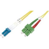 Digitus LWL Patchkabel, Duplex, LC (APC) > LC (PC) Stecker, Singlemode OS2 gelb, 1 Meter