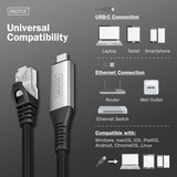 Digitus USB-C 3.2 Gen1 > RJ-45 Ethernet Kabel, 1Gbit/s, Adapter schwarz, 15 Meter, 10/100/1.000Mbit/s