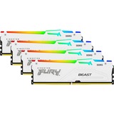 Kingston FURY DIMM 64 GB DDR5-5200 (4x 16 GB) Quad-Kit, Arbeitsspeicher weiß, KF552C40BWAK4-64, FURY Beast RGB, INTEL XMP